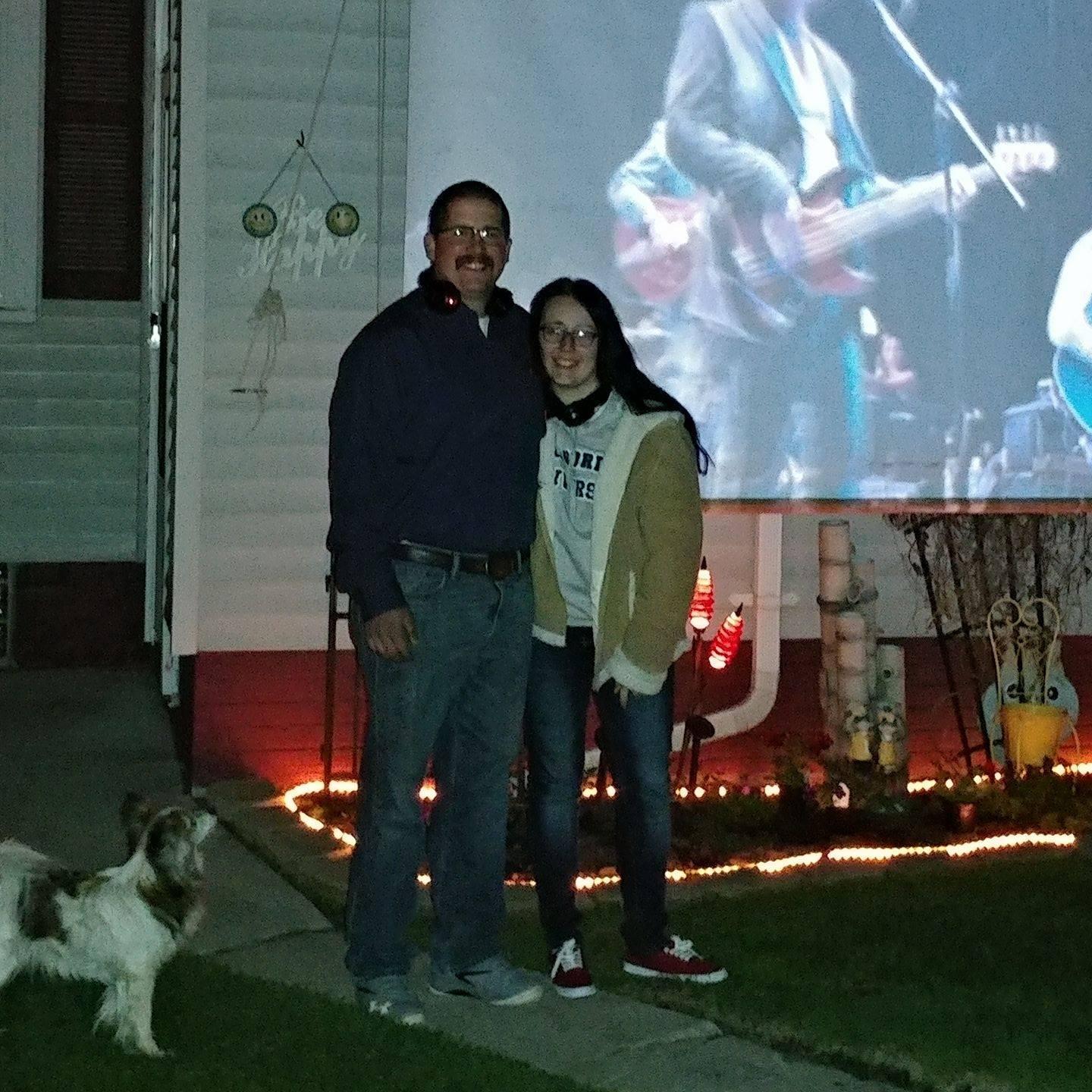Taken in May of 2017, the first time Willard traveled to Sheboygan, WI with Amanda. Here they are enjoying an REO Speedwagon concert in Amanda's Dad's backyard.