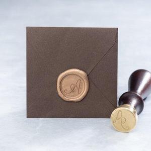 Wooden Wax Seal and Wax Stick Set - Script Monogram