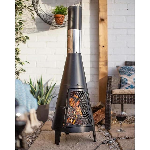 Chiminea Outdoor Fireplace, 63 inch Tall Outdoor Fireplace for Patio, Outdoor Chimineas Wood Burning Fireplace, Patio Metal Rocket Fireplaces, Backyard Outdoor Fire Pits