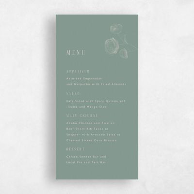 Rich Sage, Green Wedding Menu - Lorelei