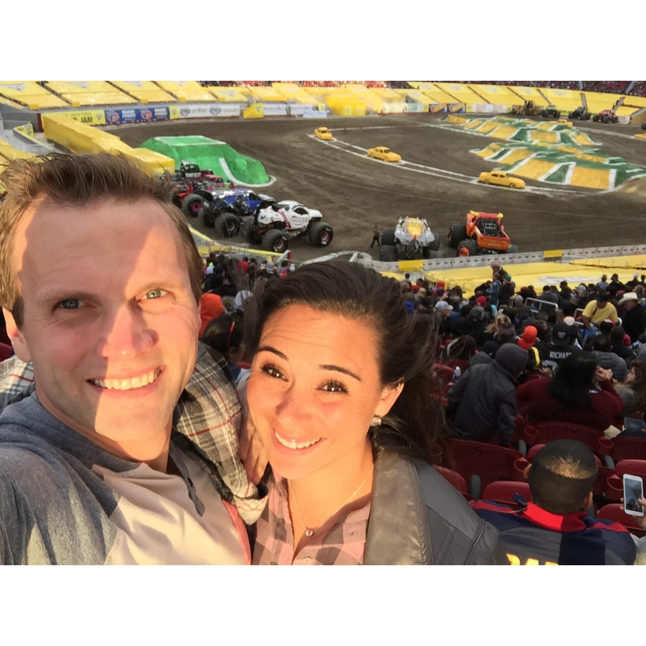 Terrible photo but 1 year anniversary at Monster Jam, gotta post!!