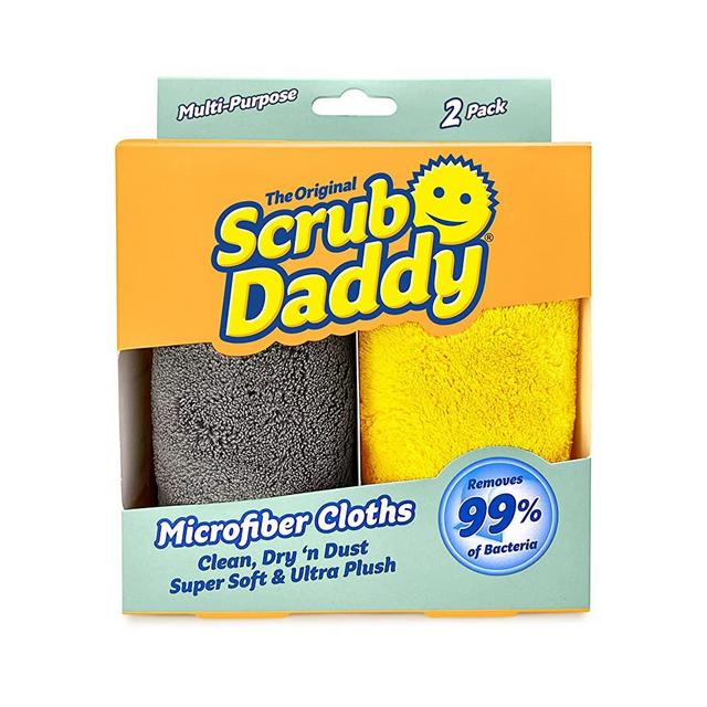 Scrub Daddy Microfiber Cleaning Cloths - All Purpose Microfiber Towels, Absorbent, Lint Free, Streak Free, Multi Surface Cleaning Rags for Glass, Wood, Dusting, Shining and Polishing 2ct