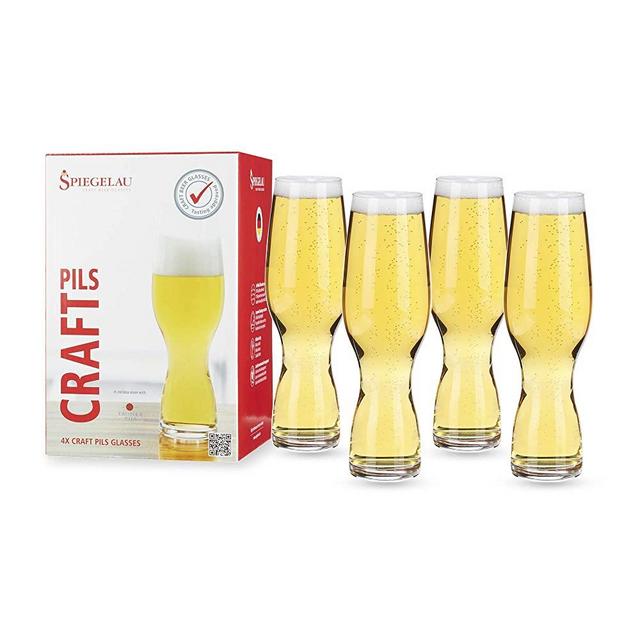 Spiegelau Craft Beer Pilsner Glasses, Set of 4, European-Made Lead-Free Crystal, Modern Beer Glasses, Dishwasher Safe, Professional Quality Pilsner Glass Gift Set, 12.8 oz