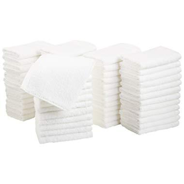 AmazonBasics Cotton Washcloths - Pack of 60, White