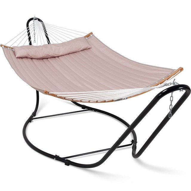 SUNCREAT Hammocks Outdoor Portable Hammock with Stand, 475 lbs Capacity, Heavy Duty Double Hammock with Stand Included, Patent Pending, Tan