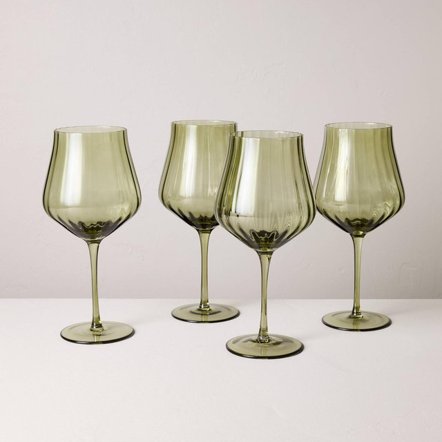 Set of 4 20oz Wine Glasses Green - Hearth & Hand™ with Magnolia