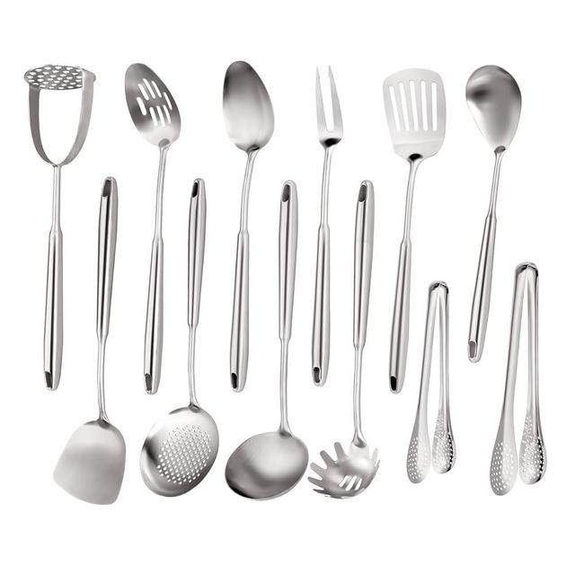 18/10 Stainless Steel Kitchen Utensils Set, 304 Stainless Steel Utensil, 12 PCS Large Metal Cooking Utensil Tools Set