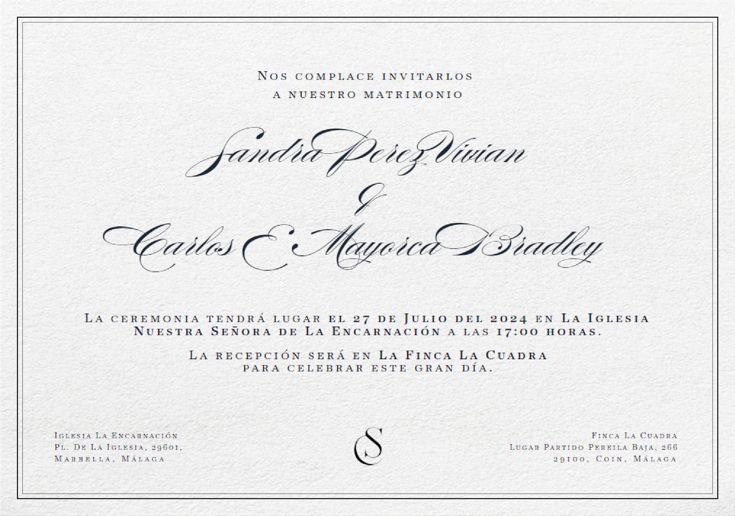 The Wedding Website of Sandra Pérez Vivian and Carlos Enrique Mayorca Bradley