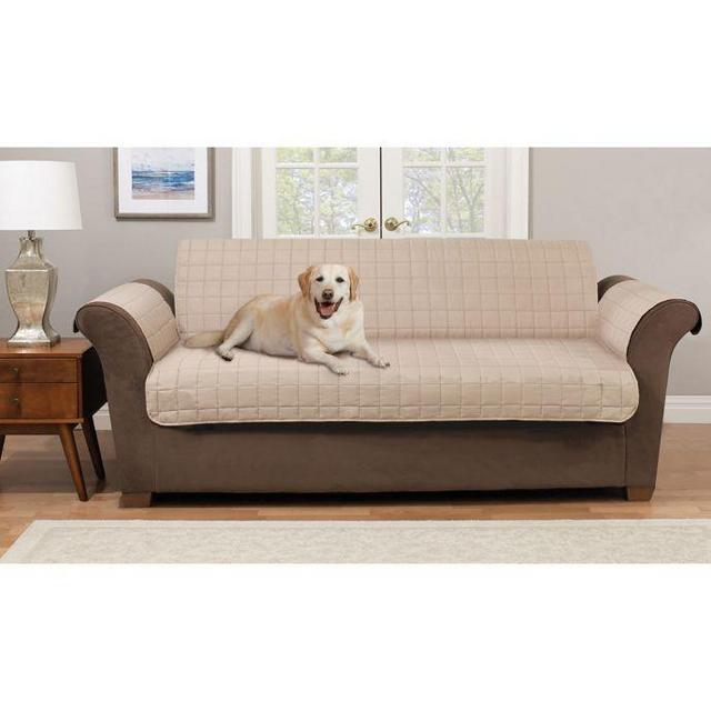 Pawslife™ Reversible Plush Quilt Sofa Furniture Cover in Taupe/Brown