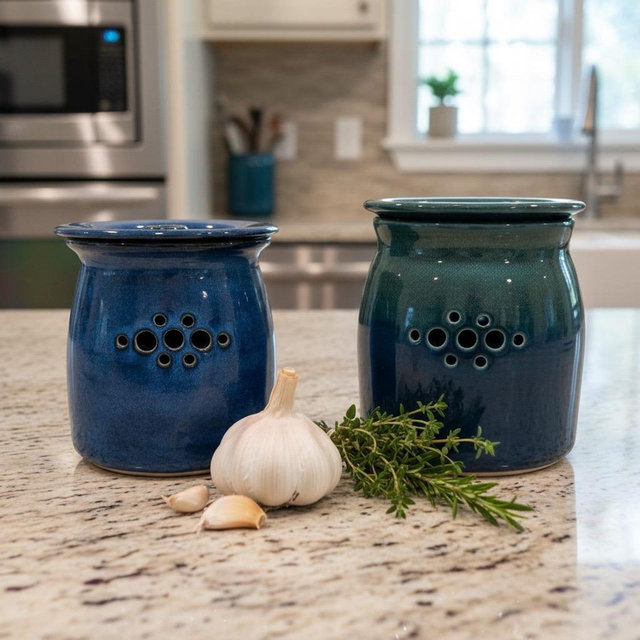 Garlic Jar - Hand thrown ceramic | Various colors and shapes | kitchen cannister