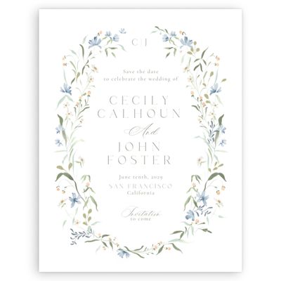 Pale Blue Wedding Digital Save the Date - Tansy Portrait