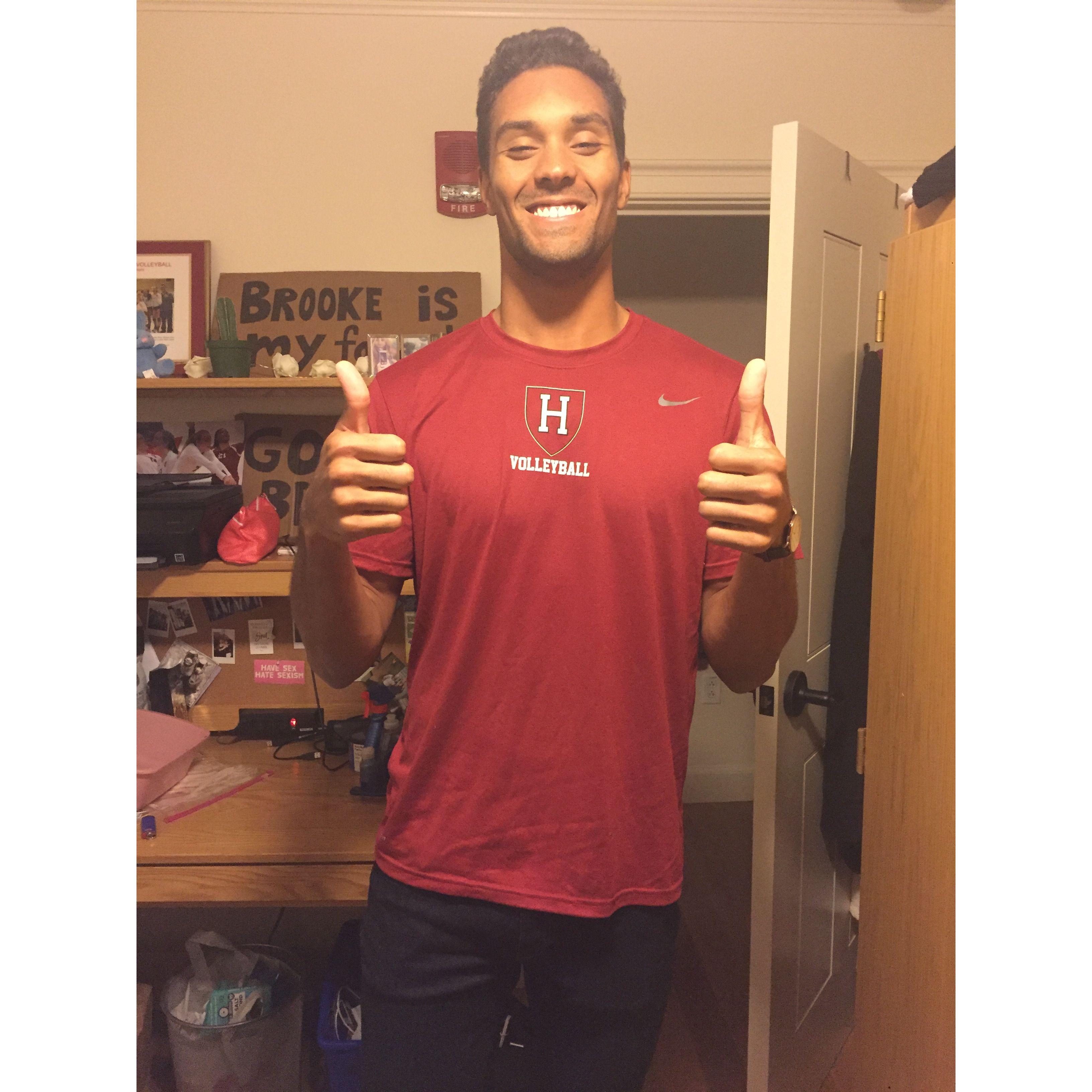 A fan of Harvard volleyball in 2017