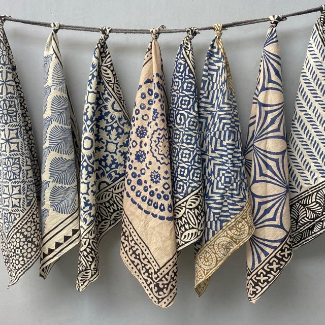 Set of 8 Hand printed bandana,Neckkerchief,Handkerchief,Necktie made with natural colours gift item