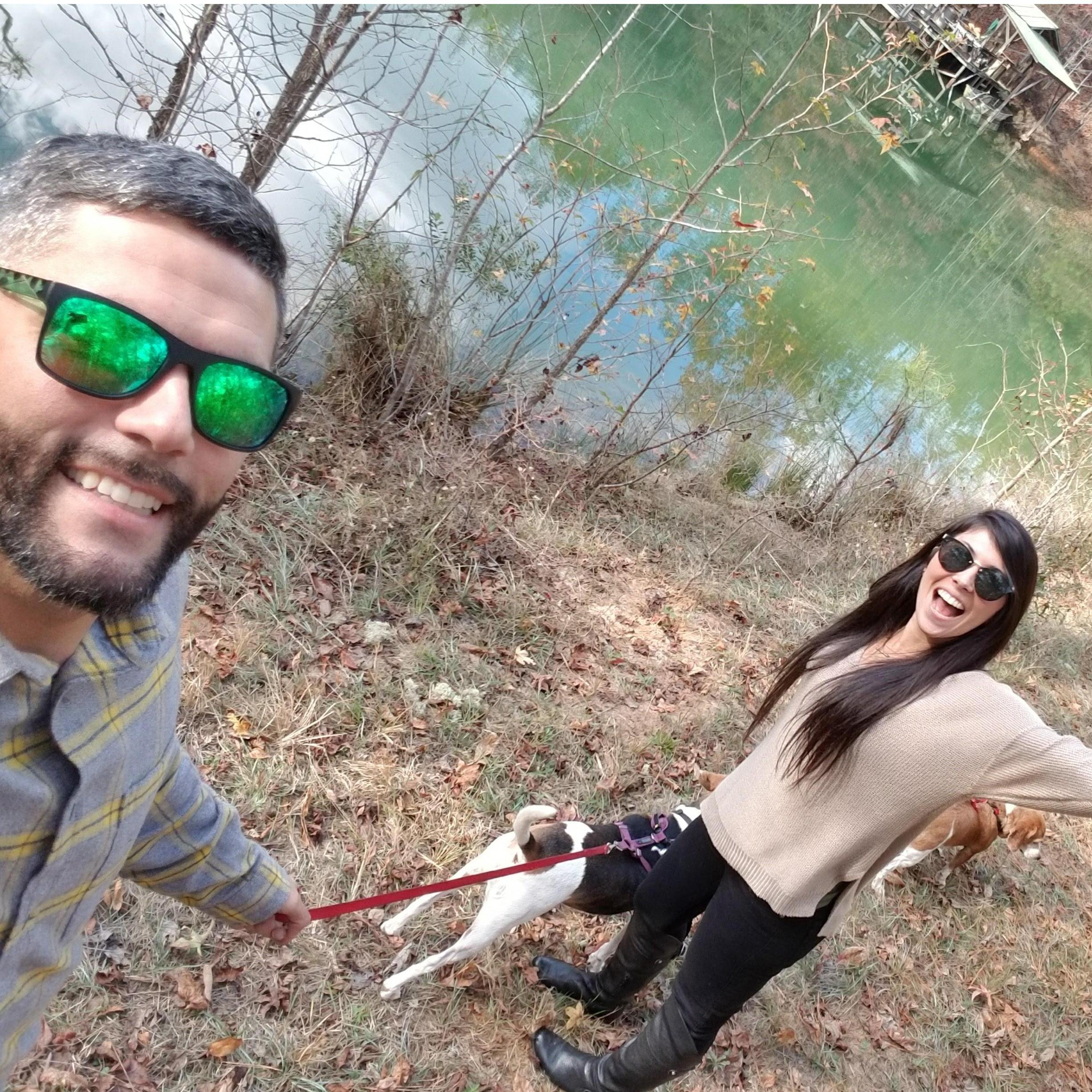 Walking the Pups at Lee's Dad's house!