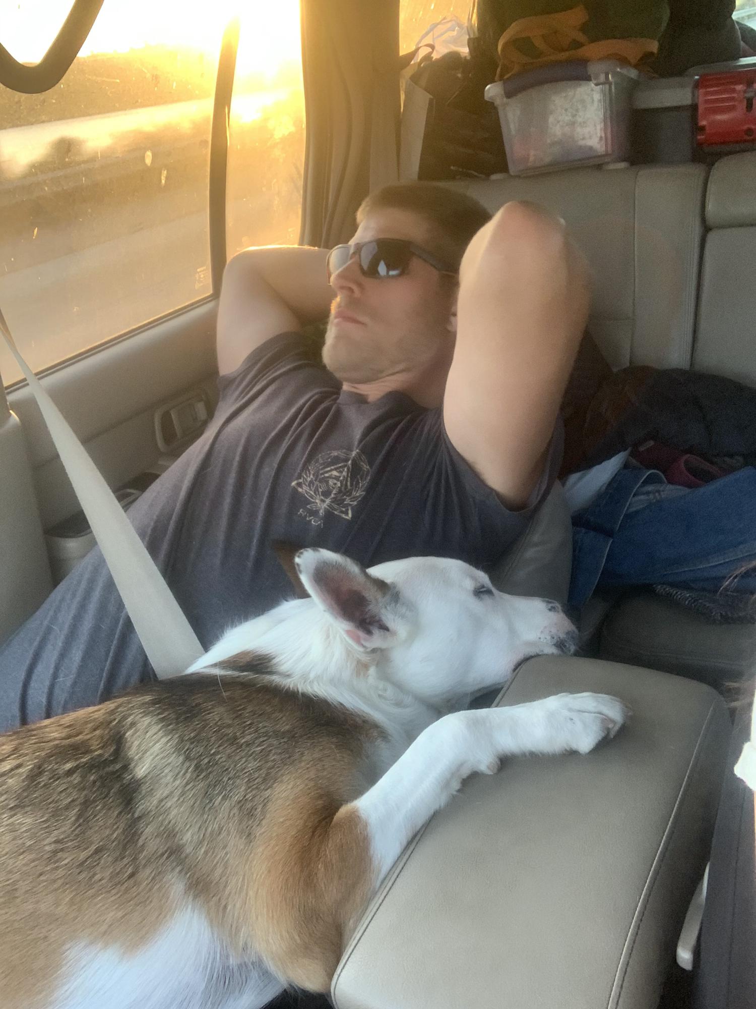Rare site of Kyle sleeping in the car