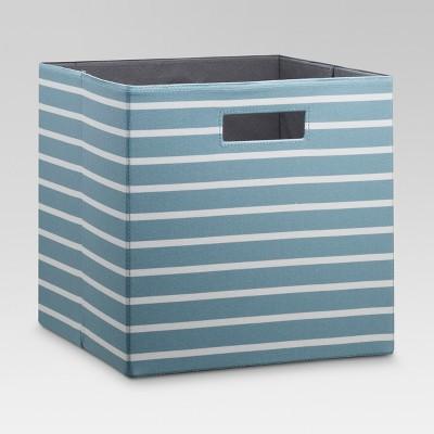 Fabric Cube Storage Bin 13" - Ancient Aqua Stripe - Threshold™