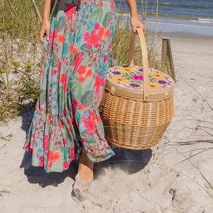 Insulated Picnic Basket Table - Folk Flower