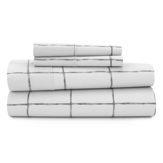 Whisper 200 Thread Count Plaid Sheet Set-KING