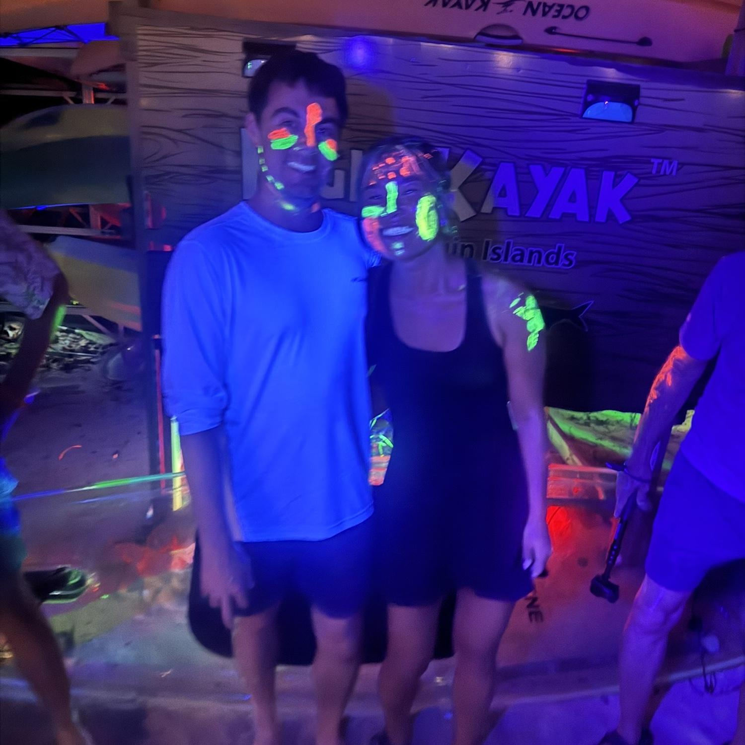 Getting messy for night kayaking. Don’t ask the bride about the jumping fish!