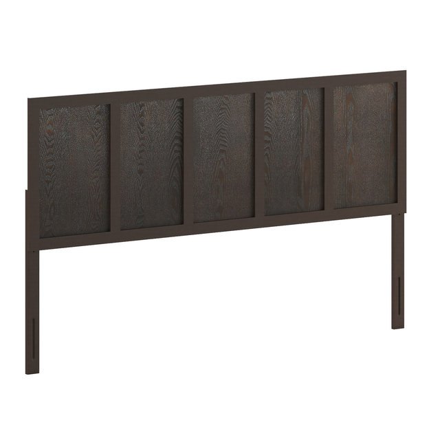 Emma and Oliver King Size Four Panel Wooden Adjustable Headboard Only in Dark Brown