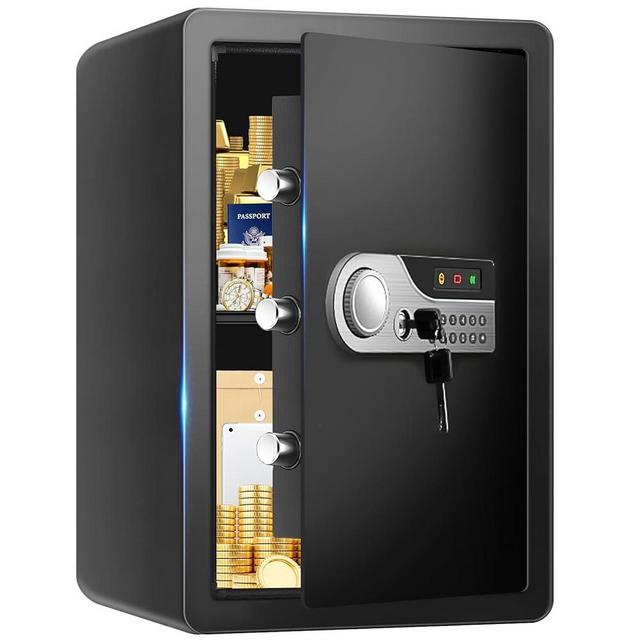 3.3 Cuft Fire Proof Safes for Home Use, Anti-Theft Digital Safe Box with Programmable Keypad & Spare Keys, Fireproof Waterproof Safe for Documents Money Medicine Valuables