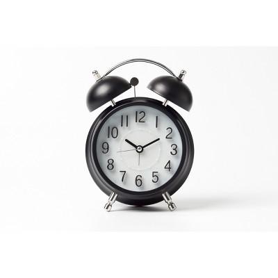 Vintage Modern Twin Bell Alarm Table Clock Black/Silver - Crosley