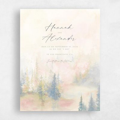 Beige Wedding Save the Date - Forest Portrait