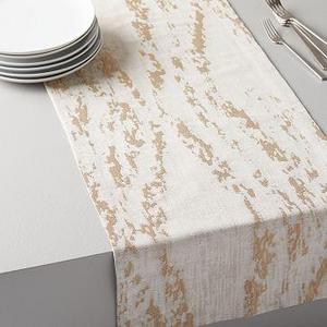 Bark Texture Jacquard Runner, Gold, Bark Border