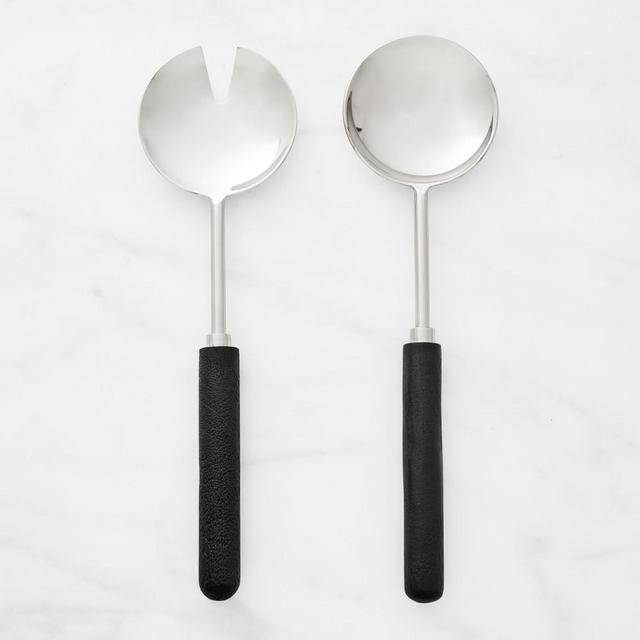 Black Wood Stainless-Steel Salad Servers