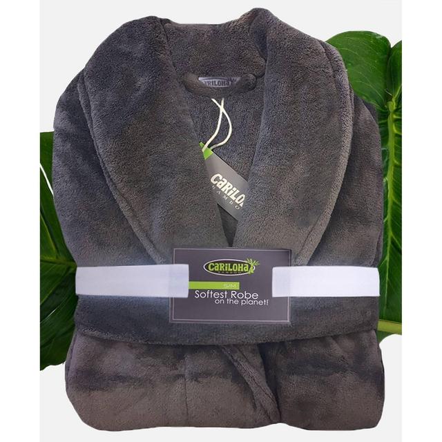 L/XL Ultra Plush 100% Rayon from Bamboo Bath Robe Graphite - Cariloha