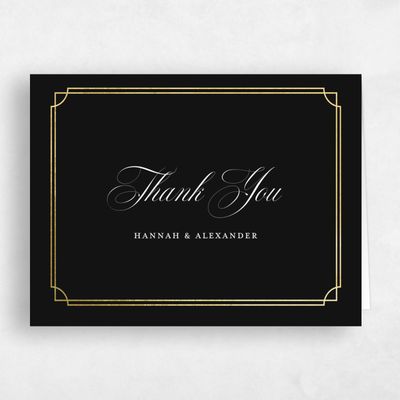 Black Wedding Thank You - Vernazza Landscape Foil