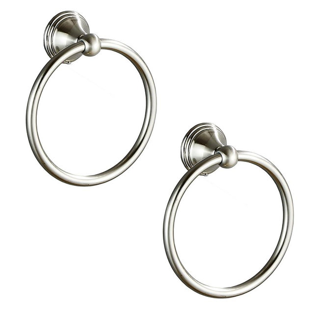 Towel Ring for Bathroom, Brushed Nickel Hand Towel Holder 2 Pack, Bathroom Accessories and Towel Racks for Bathroom Wall Mount