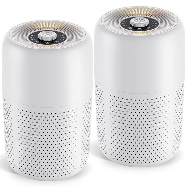 2 Pack TPLMB Air Purifiers for Bedroom,H13 HEPA Filters,Fragrance Sponge for Better Sleep,For Dust Smoke Hair Wildfire Particles,24dB Filtration System, P60 (White)