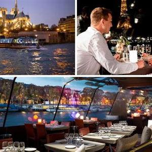 4 course Dinner Sightseeing Cruise on Seine River with Live Music & Bottle of Wine