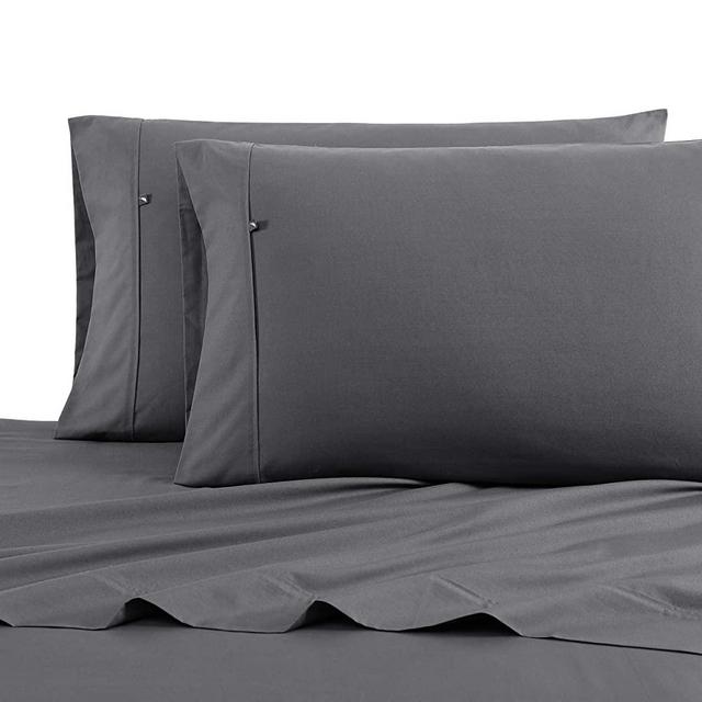 Nautica - Percale Collection - Bed Sheet Set - 100% Cotton, Crisp & Cool, Lightweight & Moisture-Wicking Bedding, King, Grey