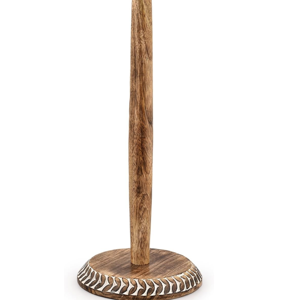 Kaizen Casa Paper Towel Holders Mango Wood Standing Rolls Holder for Kitchen, for Kitchen Counter, Dining Table, Bathroom (6" x 6"x 14")