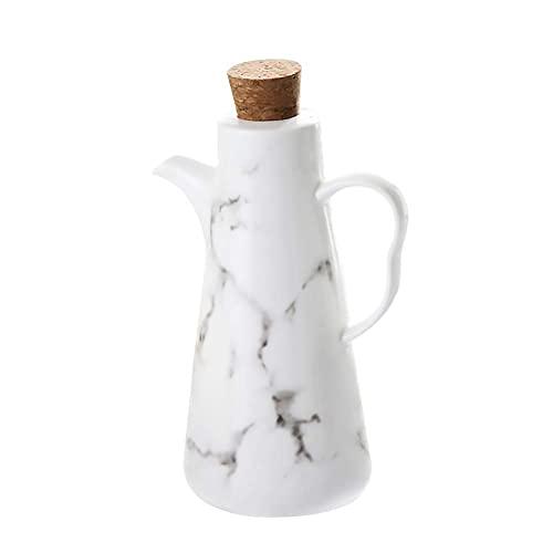 Oil Dispenser Bottle, 17 OZ (500 ML), Ceramic Tabletop Olive Oil Dispenser Bottle - Soy Sauce or Vinegar Cruet with Pourer - Modern marble Ceramic Dinner Liquid Condiment Dispenser