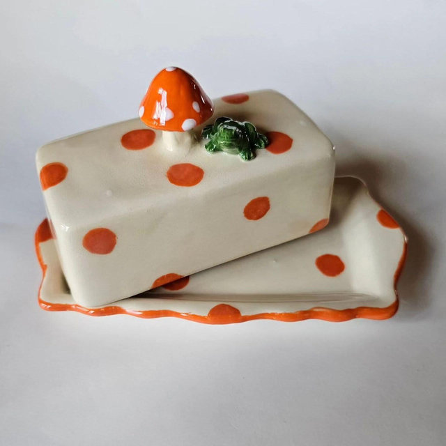 Mushroom and Frog Butter Dish