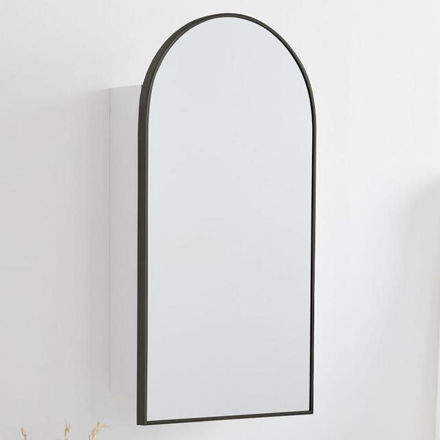 Arched Metal Framed Medicine Cabinet, Medicine Cabinet, Dark Bronze, Metal