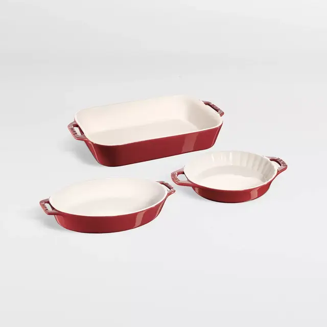 Staub ® Cherry 3-Piece Mixed Baking Dish Set