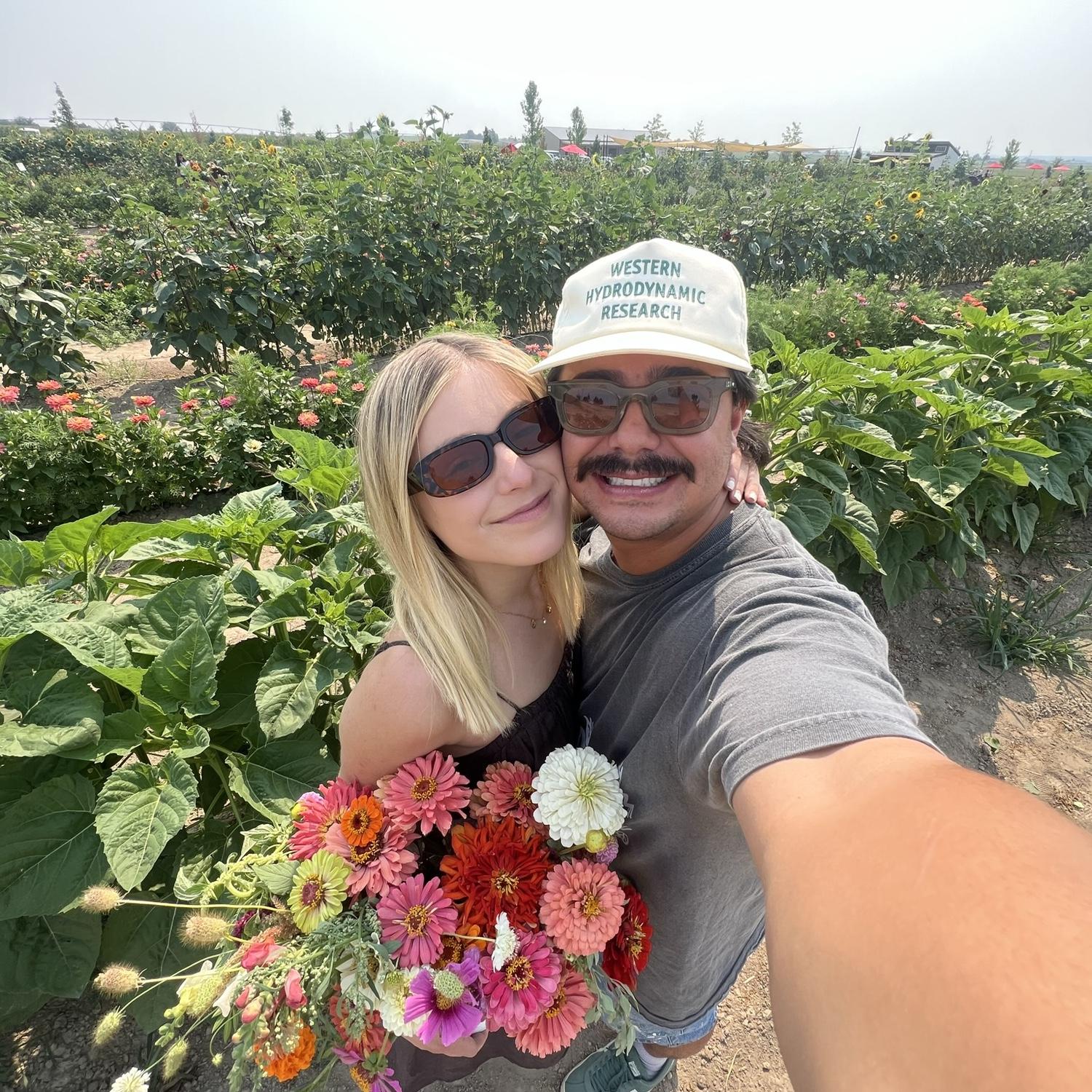 Tristan’s first trip to visit Hannah when she was living in Idaho. We went to the coolest flower farm and picked flowers!