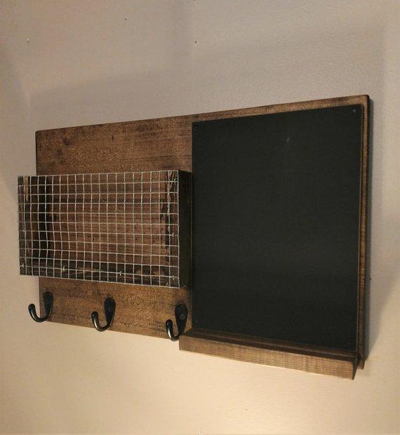 Farmhouse Chalkboard Mail Organizer, Mail Holder, Mail,  Rustic Organizer, Key Holder, Mail Organizer with Wire, Farmhouse