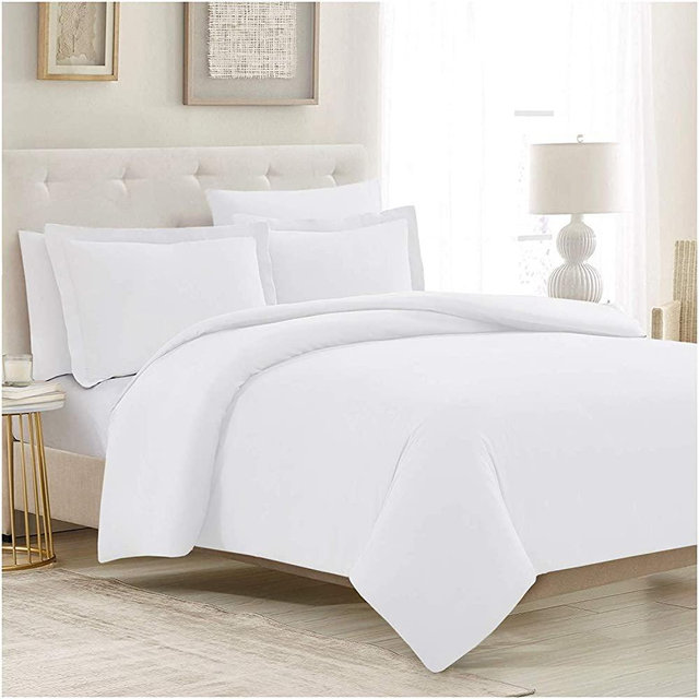 Mellanni White Duvet Cover King Size Set - 5pcs King Bedding Set - Comforter Cover Set - White King Duvet Cover - with 2 Pillow Shams and 2 Pillow Cases - Button Closure & Corner Ties (King, White)