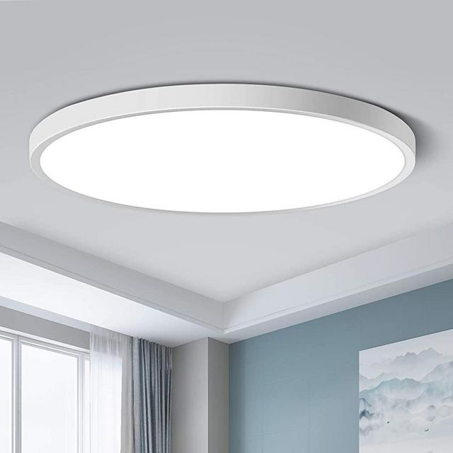 LED Flush Mount Ceiling Light Fixture, Daylight White 5000K, 12 Inch 24W(240W Equivalent), 3200LM, 0.94 Inch Thick Slim Modern Ceiling Lamp, Round Ceiling Lighting for Bedroom Closet Hallway Kitchen
