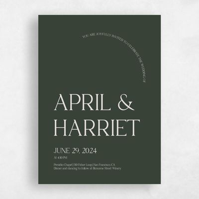 Deep Seaweed, Green Wedding Invitation - Alvito Portrait