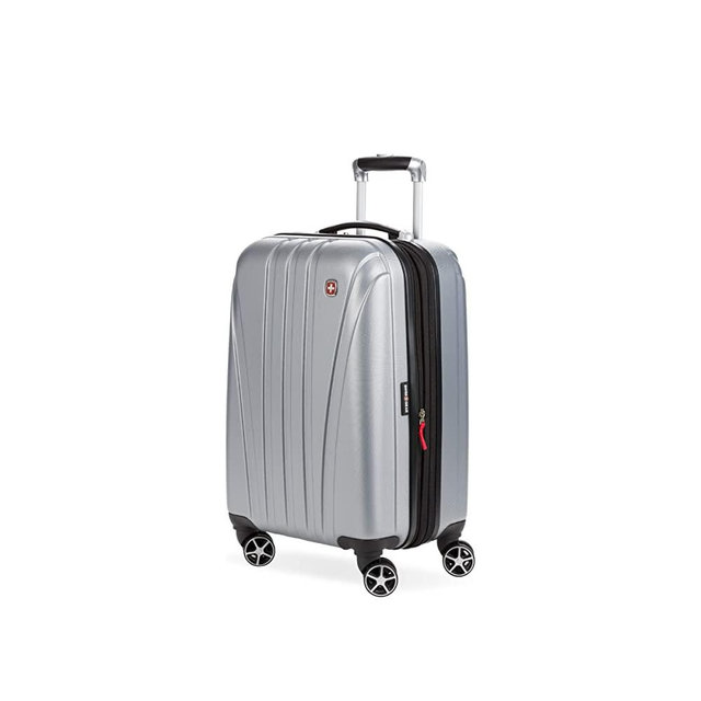 SwissGear 7585 Hardside Expandable Luggage with Spinner Wheels, Silver, Carry-On 19-Inch