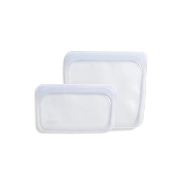 Stasher Reusable Silicone Storage Bag, Food Storage Container, Microwave and Dishwasher Safe, Leak-free, Sandwich + Snack Bundle 2-Pack, Clear
