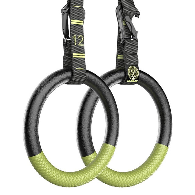 QUOLIX Gymnastic Rings with Adjustable Straps, Non-Slip Pull Up Rings with Straps, 1300lbs Exercise Rings with Straps for Home, Gymnastics Rings for Home Gym, Workout, Exercise, Training, Calisthenic