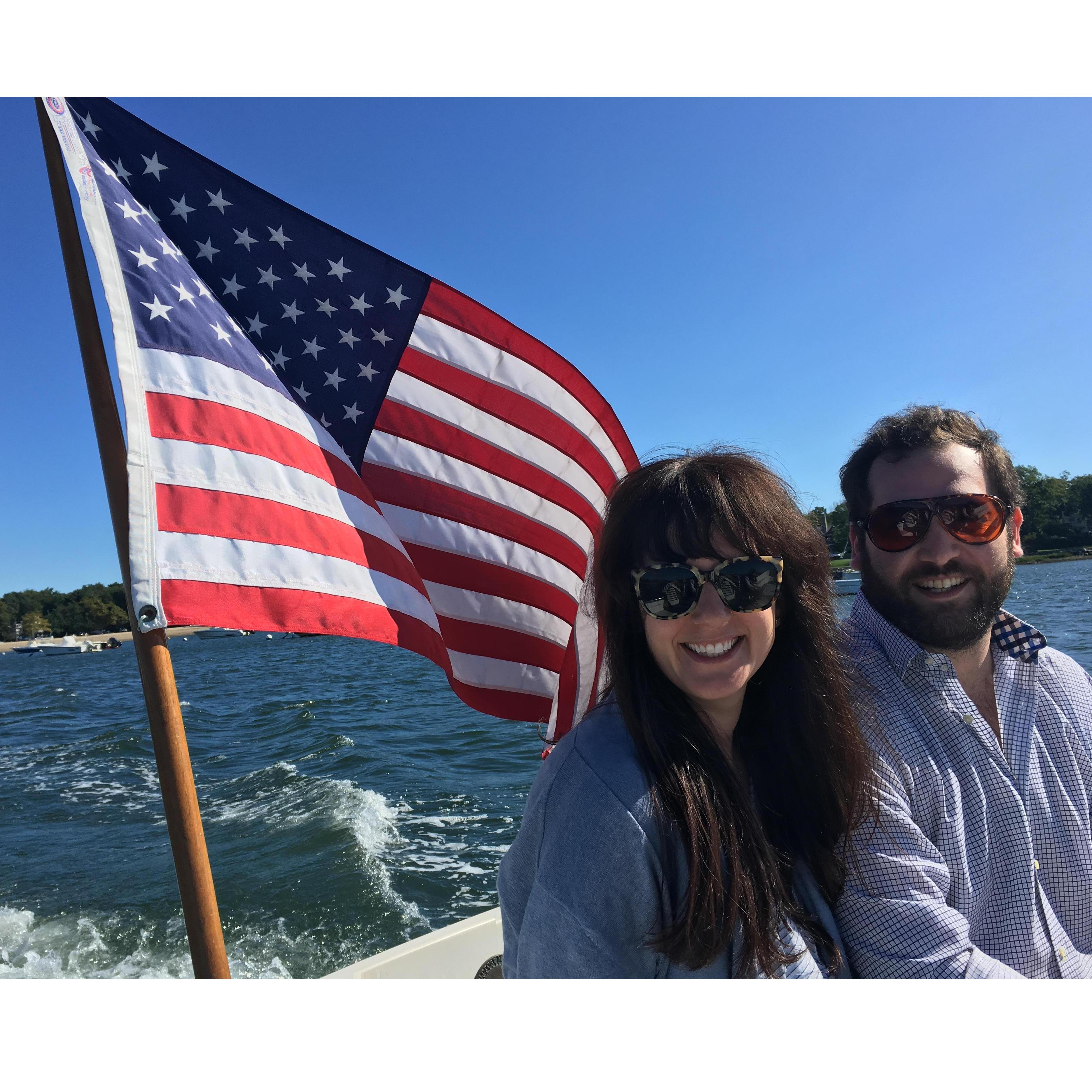 Sailing with Dani (maid of honor) and Ed! Also, the first photographic evidence of our relationship
