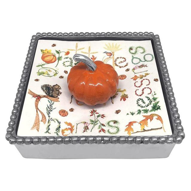 Pumpkin Recycled Aluminum Napkin Holder with Napkins, Orange